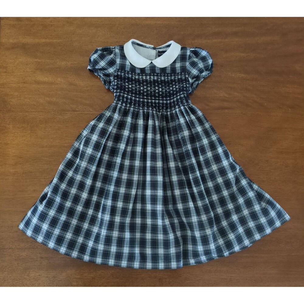 Ralph Lauren Girl's short sleeve Plaid-Print Smocked Dress, Size 4/4T GUC